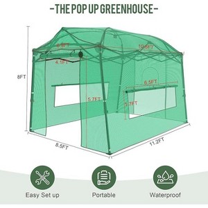 Pop Up Greenhouses for Outdoors, Height Adjustable Walk-In Greenhouse with Durable PE Cover, Tool-Free Quick Setup, Sturdy Frame - 1 of 4