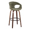LumiSource Set of 2 Curva Barstools Walnut Wood/Green Fabric - 2 of 4