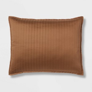 King Washed Cotton Sateen Quilt Sham Light Brown - Threshold™: 250 Thread Count, OEKO-TEX Certified, Machine Washable - 1 of 3