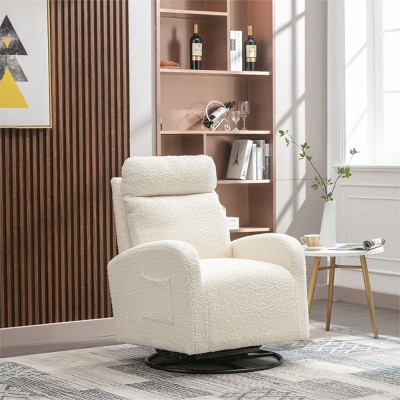 Rocking And Swivel Recliner,Upholstered Recliner Sofa Chair With Metal Legs And One Left Bag, Tall Back Lounge Chair Nursery Chair-Cuddlewood