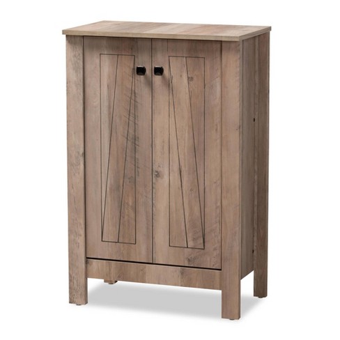 Wayne Farmhouse Wood 2 Doors Shoe Storage Cabinet Oak Brown