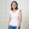 Hope & Henry Women's  Flutter Sleeve Peplum Sweater Top - 4 of 4