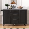 Vynxaria 50.7"Kitchen Island - Tilt Trash Cabinet (Fits 9-Gallon Can), 2-Tier Pull-Out Organizer,5 Rolling Wheels for Kitchen&Dining Room,Black - 3 of 4