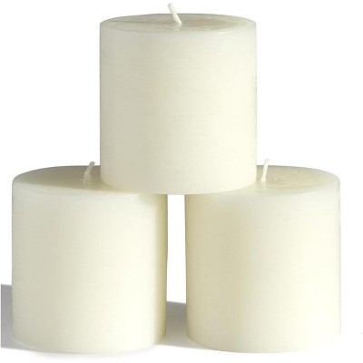 3x3 Pillar Candles Set of 3 - Rustic Unscented No Drip Ivory Candles for Home Decor, Weddings, Centerpieces