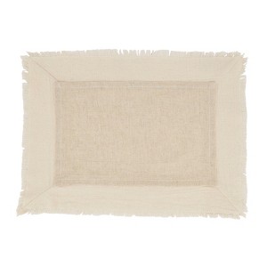 Saro Lifestyle Double Layered Fringe Placemat (Set of 4), 14"x20", Beige - 1 of 4