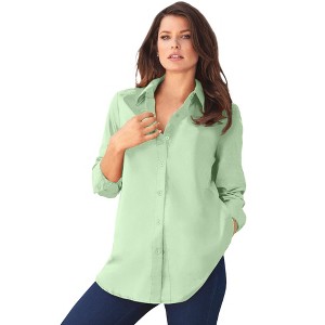 Roaman's Women's Plus Size Long Sleeve Kate Big Shirt - 1 of 4