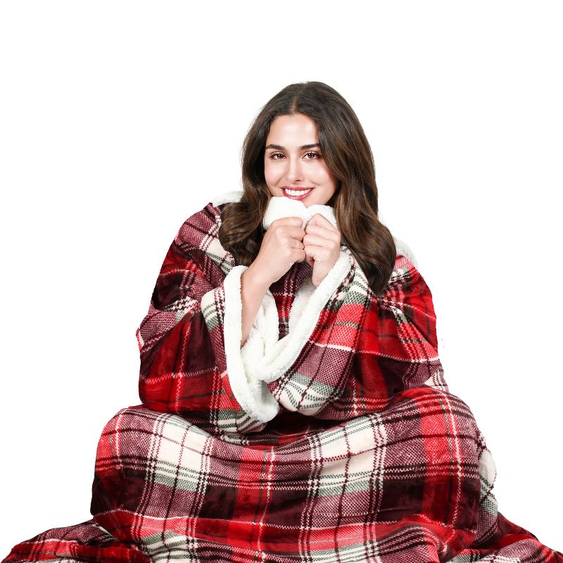 Tirrinia Wearable Blanket for Adults, Super Soft Comfy Warm Plush Throw with Sleeves TV Blanket Wrap Robe Cover for Sofa, 72" x 55", 2 of 6
