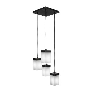 Toltec Lighting Nouvelle 4 - Light Pendant in  Espresso with 4" Square White Muslin Shade - 1 of 1