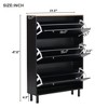 Narrow Tipping Bucket Shoe Cabinet, 3-Drawer Wood Grain Top with 3 Hooks, Adjustable Panel Hallway Rack - 3 of 3