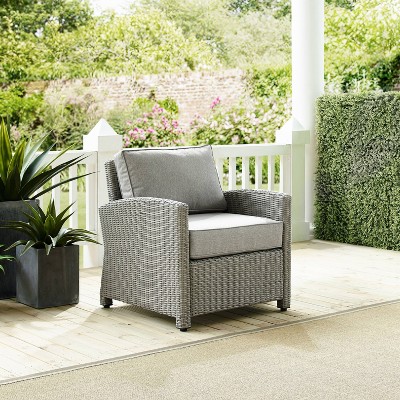 Bradenton Elegance Gray Wicker Armchair with Moisture-Proof Cushions