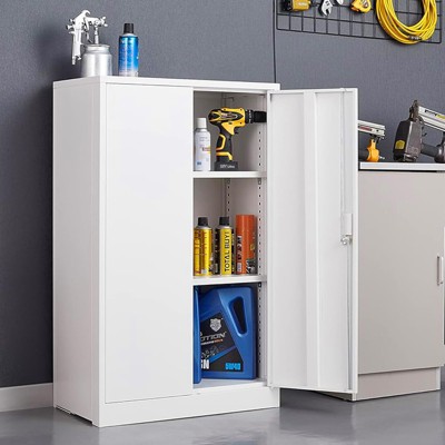 42" Metal Garage Storage Cabinet, 2-Door Locking Steel Tool Cabinet with Adjustable Shelves for Garage, Home, Office & School
