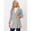 INSPIRE CHIC Women's Notched Lapel Collar Coat Elegant Double-Breasted Plaid Tweed Blazer Outerwear - 2 of 4