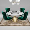 PrimeNest Noblesse Collection Upholstered Gold Legged Dining Chair, Set of 2, Green - 3 of 4