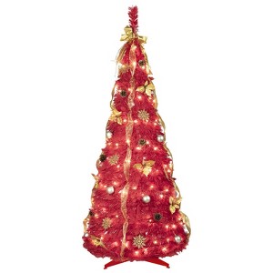 Gulches Green and White PreLit LED Flocked Hinged Artificial Spruce Christmas Tree with Multi-Color Lights and  Flashing Modes - 1 of 4