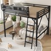 KWPZQEB Loft Bed with Ladder and Guardrail, Metal Loft Bed with Storage Shelves, Loft Bed for Kids Teens, Space Saving, No Box Spring Needed - 3 of 4