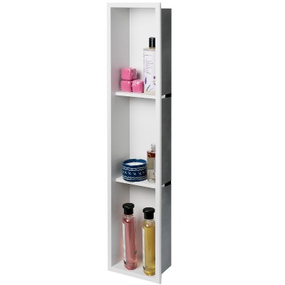 ALFI 8 x 36 White Matte Stainless Steel Vertical Triple Shelf Bath Shower Niche