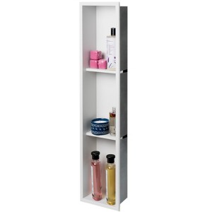 ALFI 8 x 36 White Matte Stainless Steel Vertical Triple Shelf Bath Shower Niche - 1 of 4