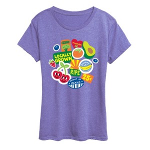 Women's - Instant Message - Fruit Stamps Short Sleeve Graphic T-Shirt - 1 of 4
