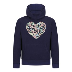 Everyday Kids Floral Heart Girls Pullover Hoodie – Pastel Flower & Butterfly Graphic Sweatshirt - 1 of 4