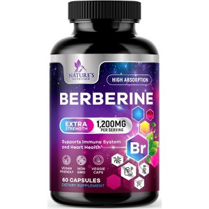 Premium Berberine HCL 1200mg Supplement - Berberine HCI Capsules High Absorption Supplement for Heart Health & Immune Support - 60 Capsules - 1 of 4