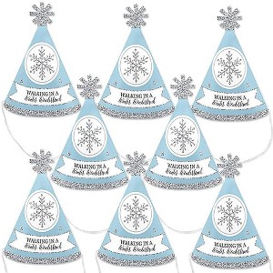 Big Dot of Happiness Winter Wonderland - Mini Cone Snowflake Holiday Party Hats - Small Little Party Hats - Set of 8 - 1 of 4