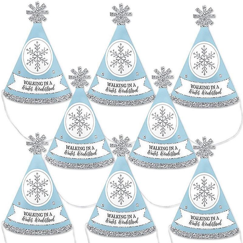 Big Dot of Happiness Winter Wonderland - Mini Cone Snowflake Holiday Party Hats - Small Little Party Hats - Set of 8, 1 of 9