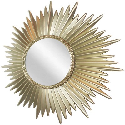 Elegant 24" Sunburst Wall Mirror in Light Gold Finish