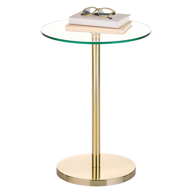 mDesign Metal/Glass Top Round Accent Side/End Drink Table Furniture, 1 of 7