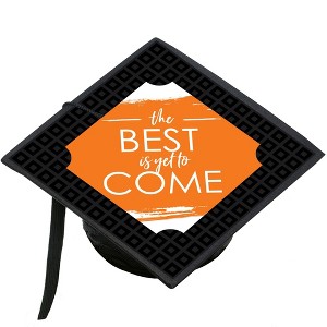 Big Dot of Happiness Orange Grad - Best is Yet to Come - Orange Graduation Cap Decorations Kit - Grad Cap Cover - 1 of 4