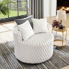 Roundhill Furniture Malna Plush 3D Upholstered Barrel Accent Chair with Wheels, Off-white - 2 of 4