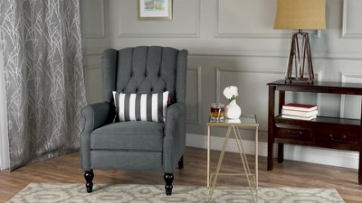 Light Sky Tufted Fabric Recliner with Wood Legs
