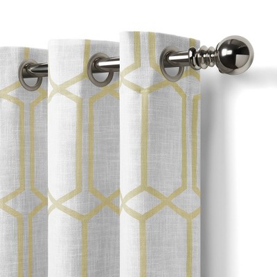 Golden Yellow Geometric Room Darkening Grommet Drapes