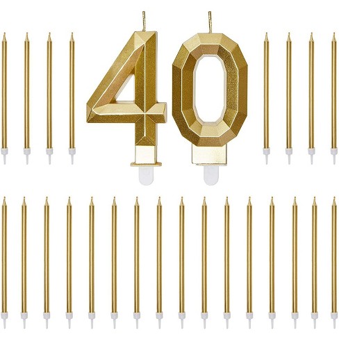 40th Birthday Candles Cake Numeral Candles Happy Birthday Cake Candles Topper Decoration for Birthday Wedding Anniversary Celebration Supplies Black