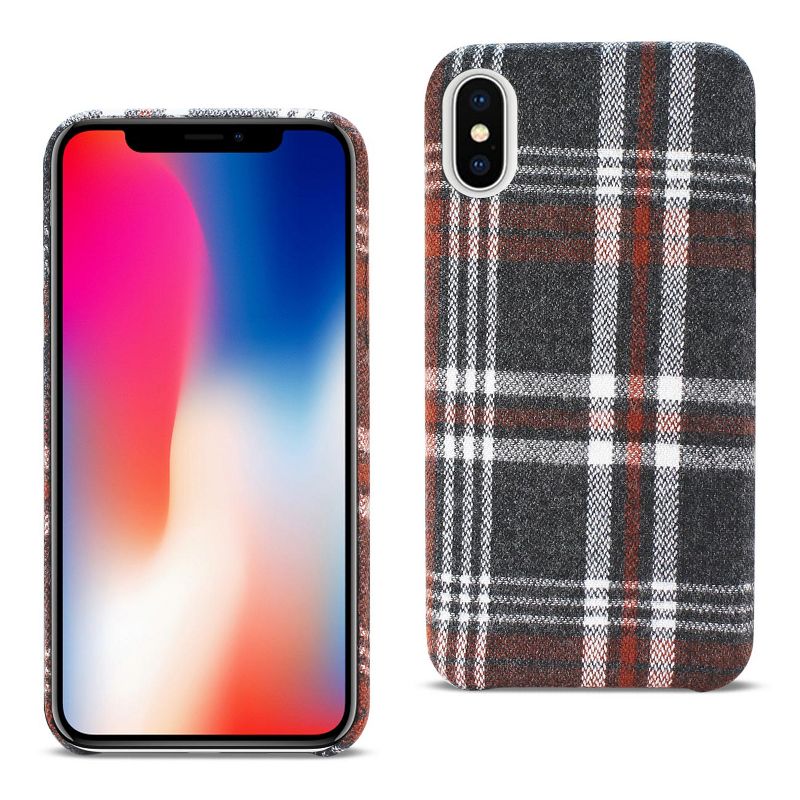 Reiko iPhone X/iPhone XS Checked Fabric Case in Brown, 1 of 5