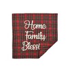 20"x20" Oversize 'Home Family Blessing' Plaid Embroidered Family-Friendly Square Pillow Cover Red - Lush Décor: Traditional Style - 2 of 4