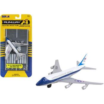 Boeing VC-25 Aircraft White and Blue "United States Air Force One" with Runway Section Diecast Model Airplane by Runway24