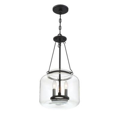 Akron Matte Black 3-Light Pendant with Clear Glass Shade