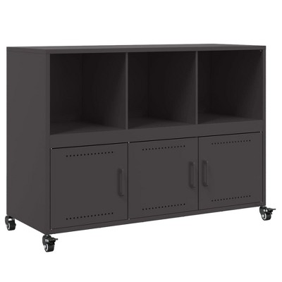 vidaXL Sideboard Black Cold-rolled steel Medium Cabinet Rectangular
