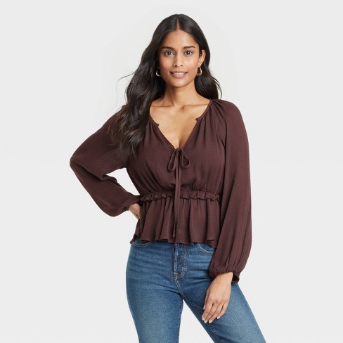 Cotton peplum blouse clearance