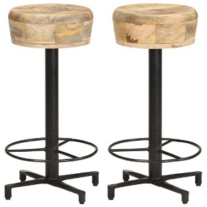 vidaXL Bar Stool Set of 2 Natural Wood and Black - 1 of 2