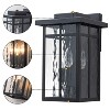 C Cattleya 13.5" 3-Light Matte Black Outdoor Hardwired Wall Lantern Sconces with Water Ripple Glass - 3 of 4