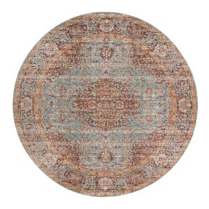 Teal Red And Orange Medallion Area Rug - 1 of 3