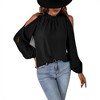 Womens Tops Dressy Casual Cold Shoulder Ruffle Collar Blouses Fall Fashion Shirts for Work - 3 of 4