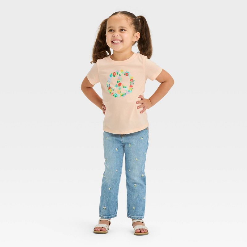 Toddler Girls' Embroidered Denim Pants - Cat & Jack™ Blue, 4 of 6