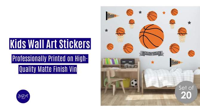 Big Dot of Happiness Nothin’ But Net - Basketball - Peel and Stick Sports Decor Vinyl Wall Art Stickers - Wall Decals - Set of 20, 2 of 10, play video