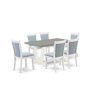 HomeStock 7-Piece Wire Brushed Linen White Finish Solid Wood Top Dining Table with 6 Parson Chairs - 1 of 4