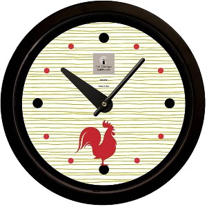 14.5" Morning Rooster Warm Tones Contemporary Body Quartz Movement Decorative Wall Clock Black - The Chicago Lighthouse - 1 of 4