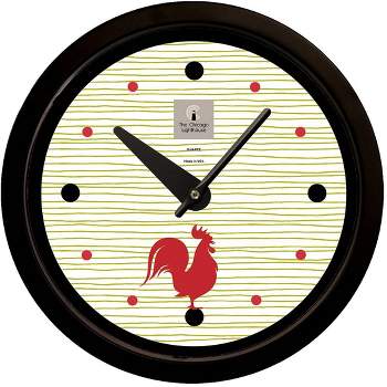 14.5" Morning Rooster Warm Tones Contemporary Body Quartz Movement Decorative Wall Clock Black - The Chicago Lighthouse