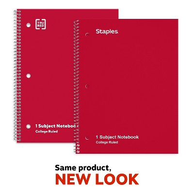 TRU RED 1-Subject Notebook 8" x 10.5" College Ruled 70 Sheets Assorted Colors TR58375M
