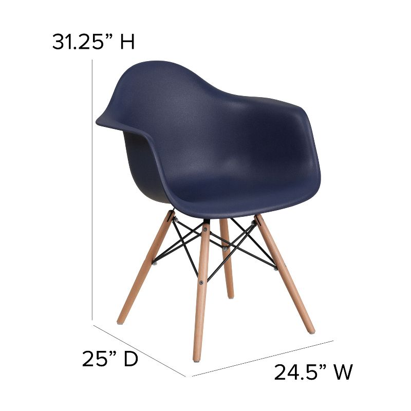 Flash Furniture Alonza Series Plastic Chair with Arms and Wooden Legs, 5 of 12